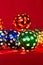 Decorative Christmas glowing garland lights multi-colored balls