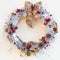 Decorative Christmas wreath picture on neutral background