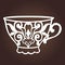 Decorative coffee cup. Laser cutting vector cup.
