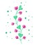 Decorative colorful green plant with pink flowers. Flat design for Valentine s day. Illustration for the design of the site about