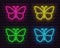 Decorative colorful neon butterfly set