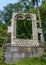 Decorative concret, stone frame feature in Jardim Tropical Garden Monte Palace, Madeira, October 10, 2019