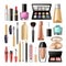 Decorative cosmetics for make up big realistic illustrations set