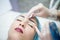 Decorative cosmetology eyebrow beauty procedure
