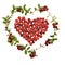 Decorative cranberry heart with a wreath of lingonberries cowberry.