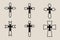 Decorative crucifix religion catholic symbol, Christian crosses. orthodox faith church cross icons design