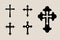 Decorative crucifix religion catholic symbol, Christian crosses. orthodox faith church cross icons design