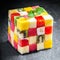 Decorative cube of diced fresh summer fruit