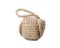 decorative cube woven from thick jute ropes home accessory isolate on white background