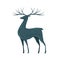 Decorative deer with horns. Reindeer, animal, wildlife icon or symbol. Vector illustration