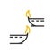 Decorative diwali lamps icon. Vector thin line illustration design objects with flame burning