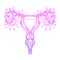 Decorative drawing of female reproductive system with flowers. Hand drawn uterus, womb. Girl power, feminism. Vector