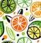 Decorative drawing seamless pattern with citrus fruit.
