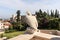 A decorative eagle statue is in the Bahai Garden, located on Mount Carmel in the city of Haifa, in northern Israel