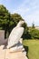 A decorative eagle statue is in the Bahai Garden, located on Mount Carmel in the city of Haifa, in northern Israel