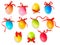 Decorative easter eggs.Easter cards with red bow a