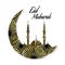 Decorative Eid Mubarak background with golden motif