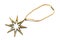 A decorative eight-pointed star on a lanyard string
