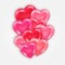 Decorative element with shiny 3d hearts with shadow isolated on white background. Valentines day glossy pink caramel