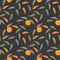 Decorative endless pattern with tangerines and leaves