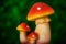 Decorative fantasy mushrooms over blurred background