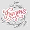 Decorative femme text lettering calligraphy flowers brush slogan