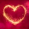 Decorative festive red background with glowing heart