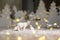 Decorative figurines of a Christmas theme. Statuettes of a family of polar bears. Christmas tree decoration. Festive decor, warm