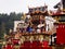 Decorative floats lining up the street at Takayama Autumn Festival