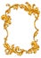 Decorative floral frame in baroque style. Golden curling plant.