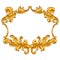 Decorative floral frame in baroque style. Golden curling plant.