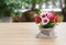 Decorative flower on wooden desk