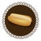 decorative frame with realistic picture bread for hot dog fast food icon