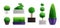 Decorative Garden Bushes In Pots Icon Set