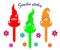 Decorative garden toppers with gnomes and vegetables. Toppers with carved elements