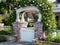 Decorative gate with roses. Flowers & Nature Background