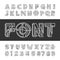 Decorative geometric alphabet font. Type letters and numbers.