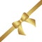 Decorative gold bow diagonal gold ribbon. Vector bow for page de