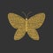 Decorative Golden shaded butterfly. Item for logo.