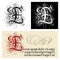 Decorative Gothic Letter E. Uncial Fraktur calligraphy.