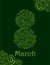 Decorative green card for 8 March