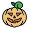 Decorative halloween pumpkin icon color outline vector