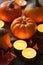 Decorative halloween pumpkins and candles