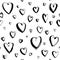 Decorative hand drawn Happy Valentine`s day seamless hearts pattern background