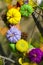 Decorative handmade autumn wreath with colorful felt pumpkins