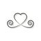 Decorative heart black linear icon. glitter logo, love symbol wi