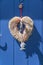 Decorative heart from straw on blue