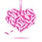 Decorative heart symbol from pink feathers