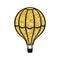 Decorative hot air balloon with golden glitter texture and black edging, isolated on a white background