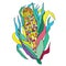 Decorative illustration of corn,vegetable,fields,colorful grains